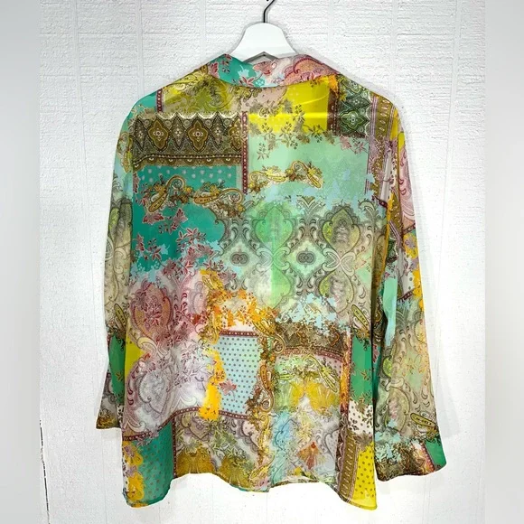 Zara sheer patch work button down shirt - Picture 7 of 11